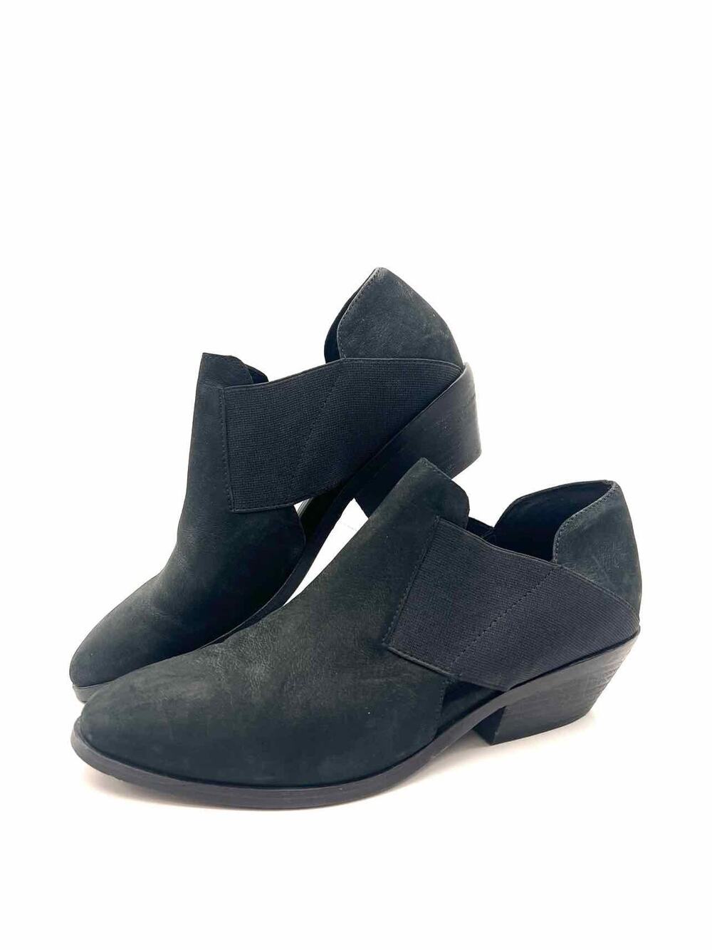 Eileen Fisher Size 7.5 Black Stretch Leather Designer Ankle Boots